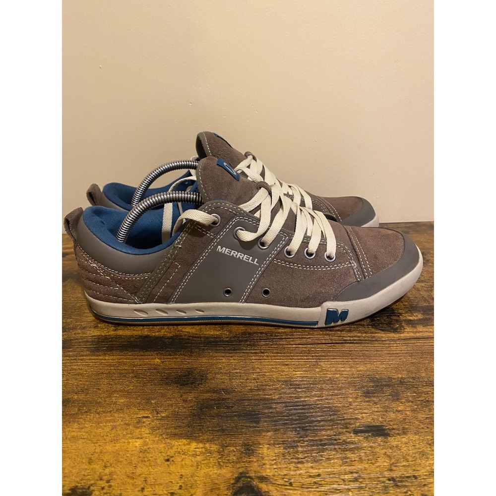 Merrell Brown Suede Blue Accent Lace Up Casual Sneakers Shoes Men's - Picture 4 of 11